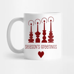 Traditional Christmas candlelights Scandinavian  retro style , season’s Greetings. Mug